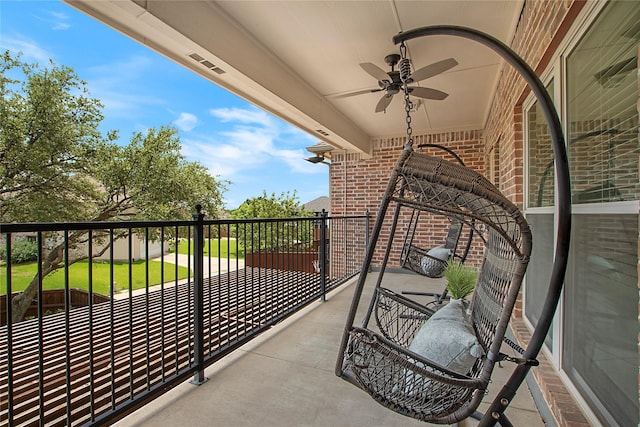 2327 Clearspring Dr N, Irving, TX 75063 - balcony featuring ceiling fan
