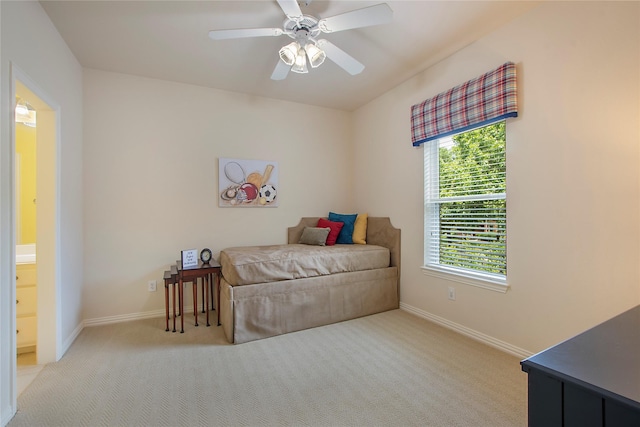 2327 Clearspring Dr N, Irving, TX 75063 - bedroom featuring light colored carpet and a ceiling fan