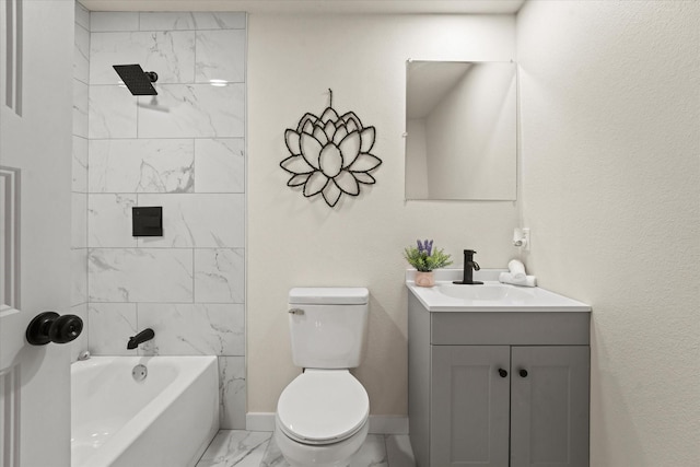 709 E Gandy St, Denison, TX 75021 - full bath featuring marble look tiles, vanity, and shower / bath combination