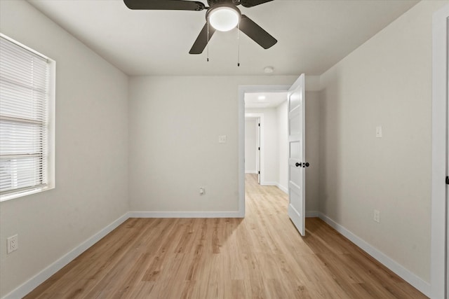 709 E Gandy St, Denison, TX 75021 - spare room featuring light wood-type flooring, ceiling fan, and a smoke detector
