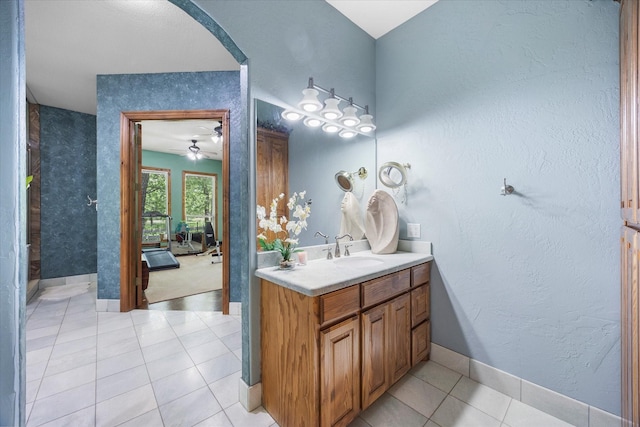 2702 Hidden Trails Rd, Royse City, TX 75189 - full bath with vanity, tile patterned floors, and ceiling fan