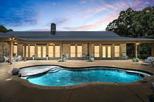 2702 Hidden Trails Rd, Royse City, TX 75189 - view of pool with french doors, a patio, and a pool with connected hot tub