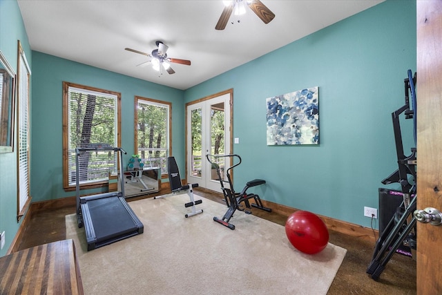 2702 Hidden Trails Rd, Royse City, TX 75189 - exercise area with a ceiling fan and carpet