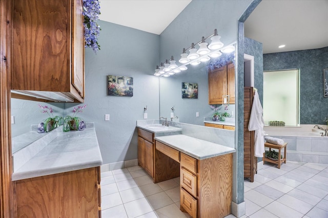 2702 Hidden Trails Rd, Royse City, TX 75189 - bathroom featuring tile patterned floors, vanity, and a bath