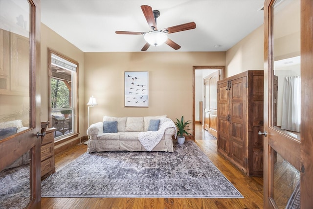 2702 Hidden Trails Rd, Royse City, TX 75189 - living room featuring wood finished floors and a ceiling fan