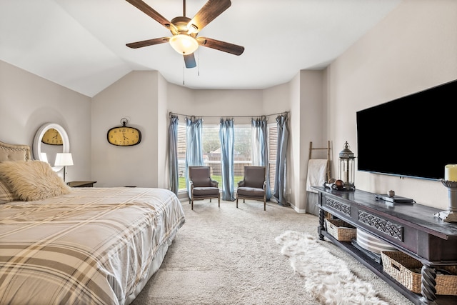 8601 Prescott Cir, Frisco, TX 75034 - bedroom featuring carpet flooring, lofted ceiling, and ceiling fan