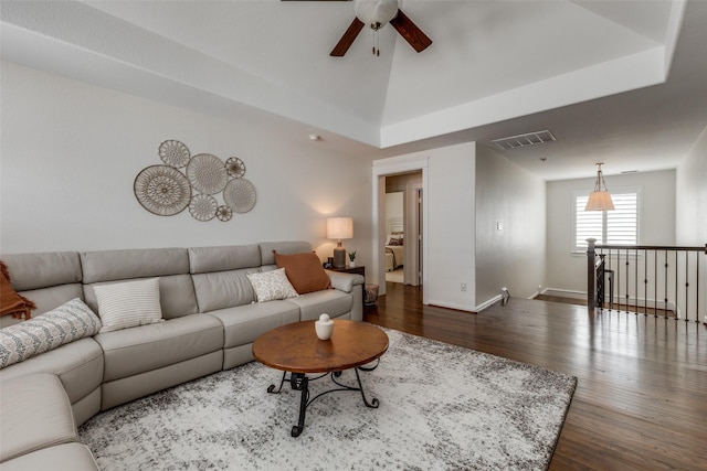 7204 Ripley St, Mckinney, TX 75071 - living area featuring ceiling fan and wood finished floors