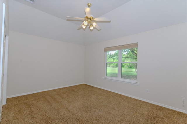 4720 Ashley Cir, Midlothian, TX 76065 - empty room featuring carpet, ceiling fan, and vaulted ceiling