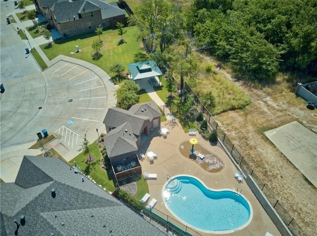 1844 Halifax St, Roanoke, TX 76262 - aerial overview of property's location featuring a pool area