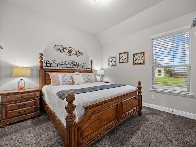 5622 Log Cabin Ct, Midlothian, TX 76065 - bedroom featuring dark carpet and lofted ceiling