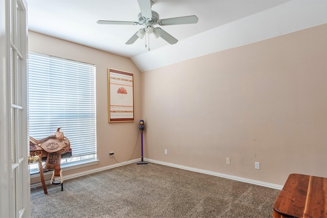 1023 Muirfield Dr, Mansfield, TX 76063 - unfurnished room with carpet floors, a ceiling fan, and vaulted ceiling