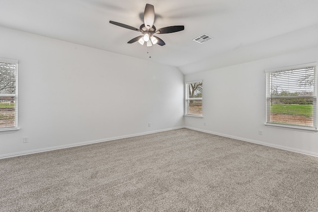 113 Aslan Rd, Poolville, TX 76487 - spare room with ceiling fan, carpet, and vaulted ceiling
