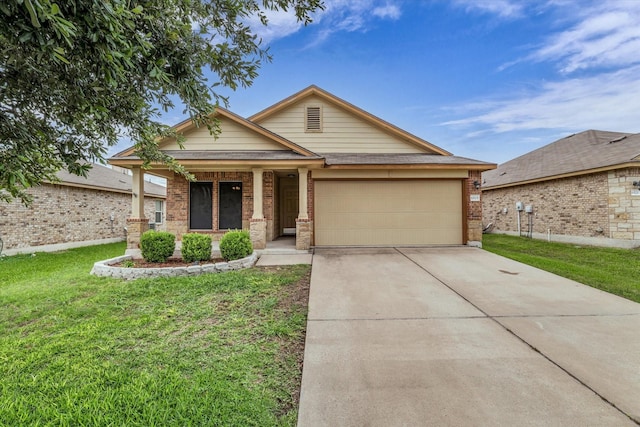 6525 Burling St, Woodway, TX 76712 - view of front of house featuring an attached garage, brick siding, a front yard, and driveway