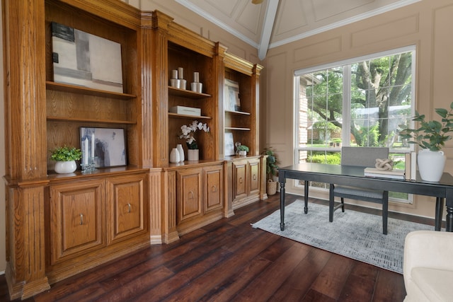 4609 Huffman Ct, Plano, TX 75093 - home office with a decorative wall and dark wood finished floors