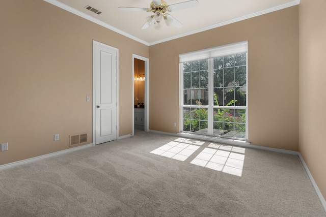 4609 Huffman Ct, Plano, TX 75093 - carpeted spare room with ornamental molding and ceiling fan