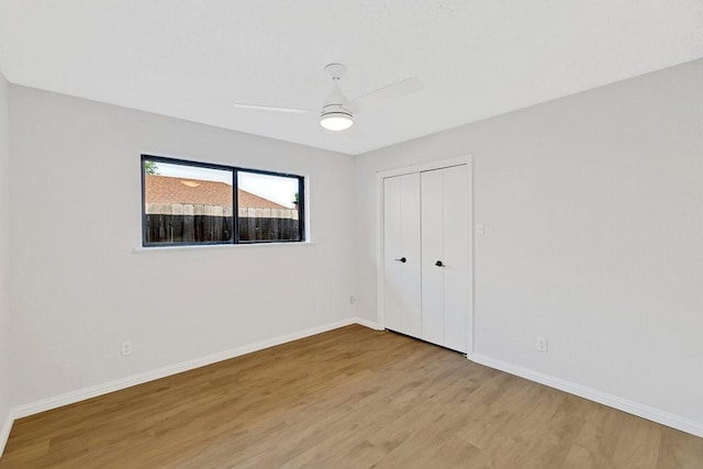 4103 Steeplewood Ct, Arlington, TX 76016 - unfurnished bedroom with light wood-type flooring, a closet, and ceiling fan