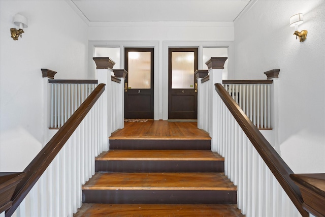 4914 Victor St Unit 1-4, Dallas, TX 75214 - stairs featuring wood finished floors and crown molding