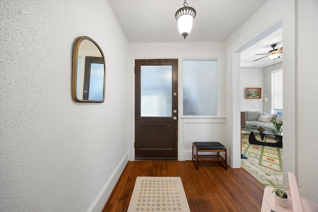 4914 Victor St Unit 1-4, Dallas, TX 75214 - foyer entrance featuring dark wood-style flooring, plenty of natural light, and ceiling fan
