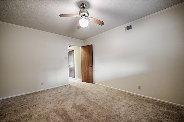 1013 Mountain Ter, Hurst, TX 76053 - carpeted spare room with ceiling fan, crown molding, and a textured ceiling