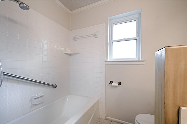 1013 Mountain Ter, Hurst, TX 76053 - bathroom with ornamental molding and washtub / shower combination