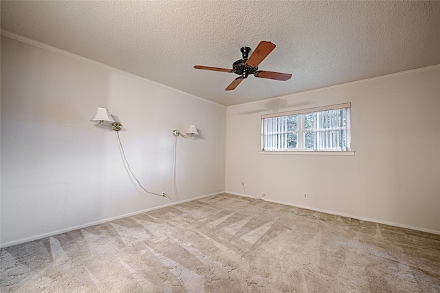 1013 Mountain Ter, Hurst, TX 76053 - unfurnished room featuring carpet, ceiling fan, ornamental molding, and a textured ceiling