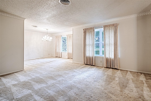 1013 Mountain Ter, Hurst, TX 76053 - carpeted empty room featuring a chandelier, crown molding, and a textured ceiling