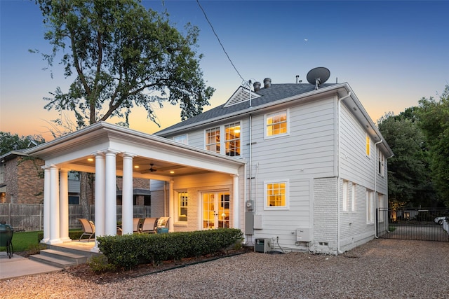 6303 Meadow Rd, Dallas, TX 75230 - back of house featuring ceiling fan and a patio area