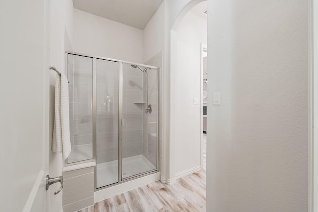 6340 Crossvine Trl, Flower Mound, TX 76226 - bathroom with wood finished floors and a stall shower