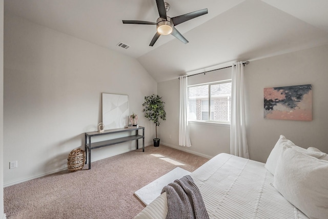 6340 Crossvine Trl, Flower Mound, TX 76226 - bedroom featuring carpet floors, lofted ceiling, and a ceiling fan