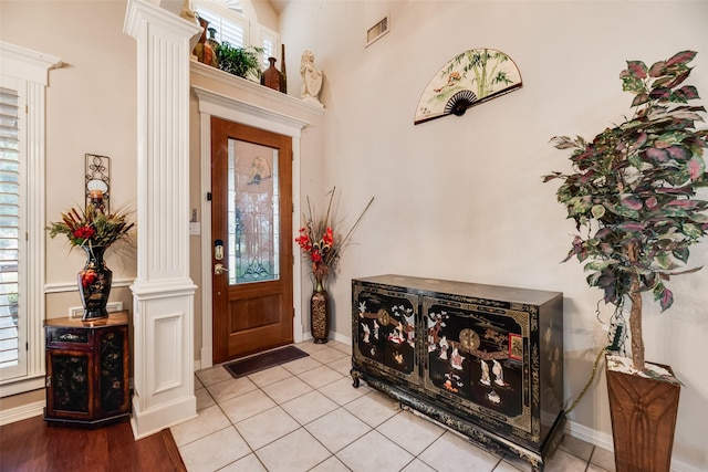 3001 Coventry Ln, Waxahachie, TX 75165 - foyer featuring decorative columns and tile patterned floors