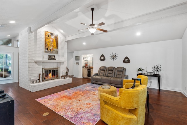 11721 Pine Creek Ct, Fort Worth, TX 76008 - living room featuring hardwood / wood-style flooring, a fireplace, and a ceiling fan