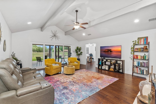 11721 Pine Creek Ct, Fort Worth, TX 76008 - living area with dark wood finished floors, a ceiling fan, and recessed lighting