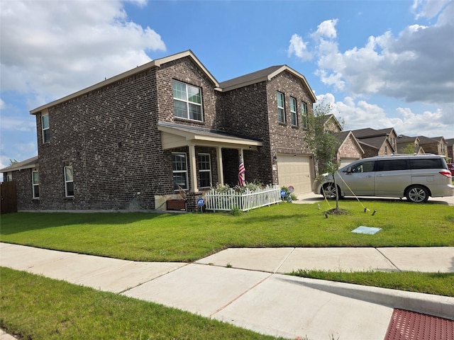 1201 Autumn Mist Ln, Forney, TX 75126 - view of front of property featuring brick siding, an attached garage, a front yard, and driveway