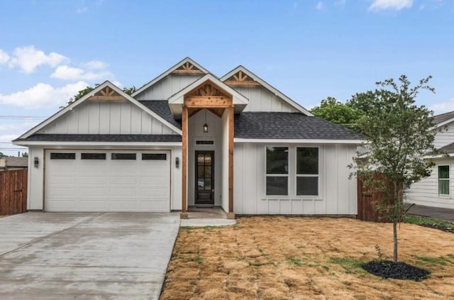 5822 Diaz Ave, Fort Worth, TX 76107 - modern inspired farmhouse featuring board and batten siding, concrete driveway, a garage, and roof with shingles