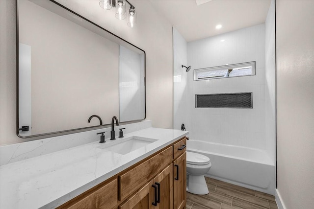 5822 Diaz Ave, Fort Worth, TX 76107 - full bath featuring vanity,  shower combination, and wood finished floors