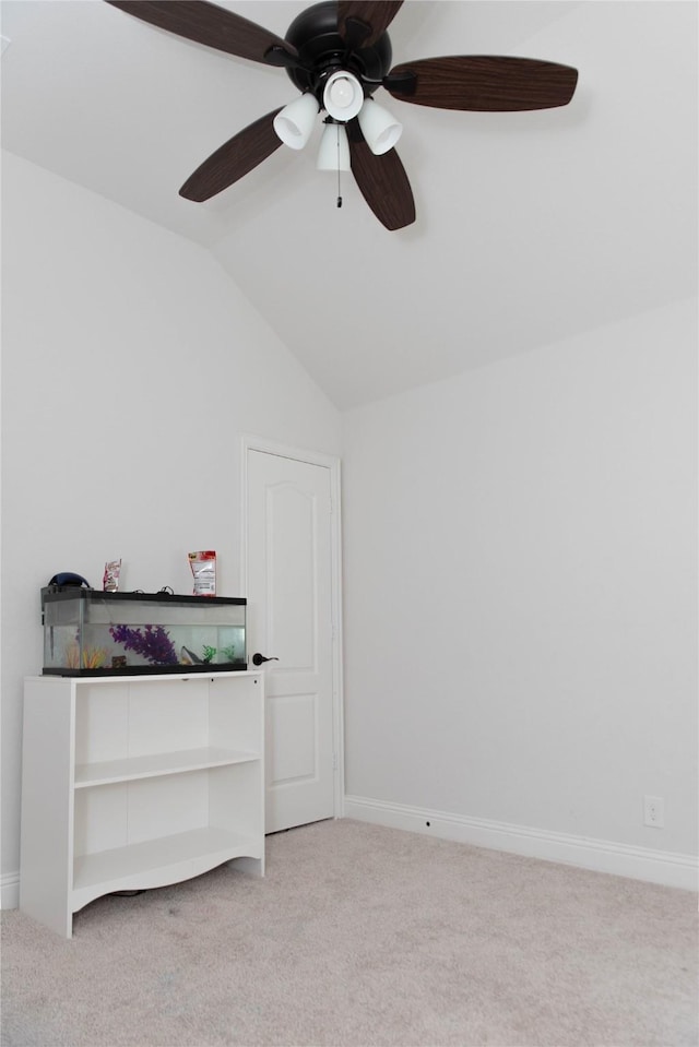 4333 Old Timber Ln, Fort Worth, TX 76036 - unfurnished bedroom featuring light colored carpet, lofted ceiling, and a ceiling fan