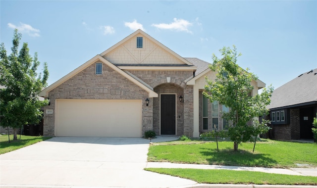 4333 Old Timber Ln, Fort Worth, TX 76036 - view of front of property featuring a garage, driveway, a front yard, and brick siding