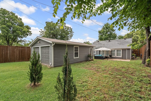 4204 Geddes Ave, Fort Worth, TX 76107 - fenced backyard featuring a detached garage, a patio area, and an outdoor structure
