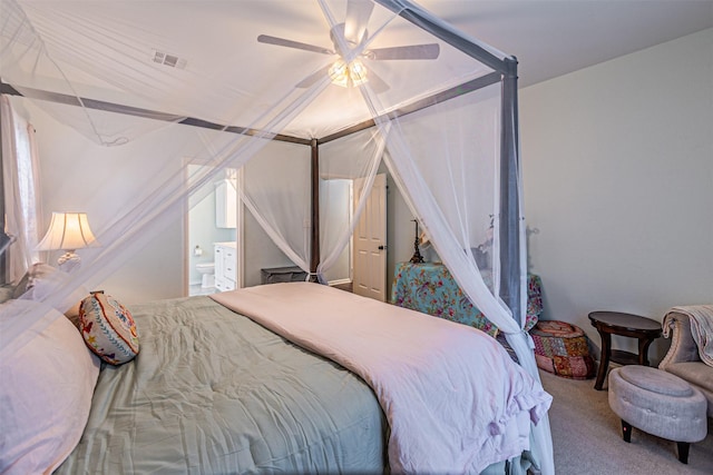 1617 Wood Ridge Ct, Corinth, TX 76210 - bedroom with carpet floors, ceiling fan, ensuite bath, and vaulted ceiling