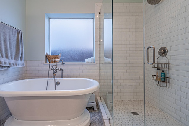 1617 Wood Ridge Ct, Corinth, TX 76210 - full bath with a shower stall, a soaking tub, and tile walls