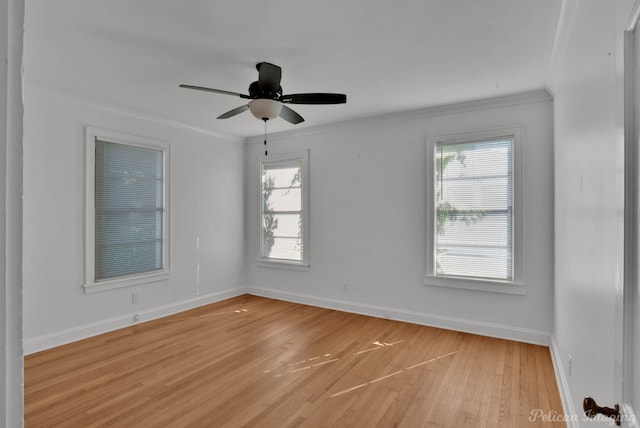 208 Arthur Ave, Shreveport, LA 71105 - empty room featuring plenty of natural light, light wood-type flooring, ornamental molding, and a ceiling fan