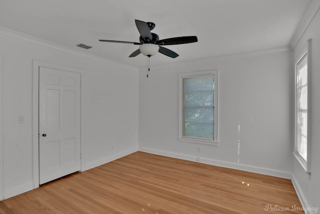 208 Arthur Ave, Shreveport, LA 71105 - unfurnished room with plenty of natural light, light wood-type flooring, ceiling fan, and ornamental molding