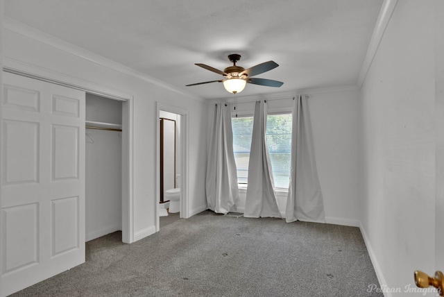 208 Arthur Ave, Shreveport, LA 71105 - unfurnished bedroom featuring carpet, ornamental molding, ceiling fan, and a closet