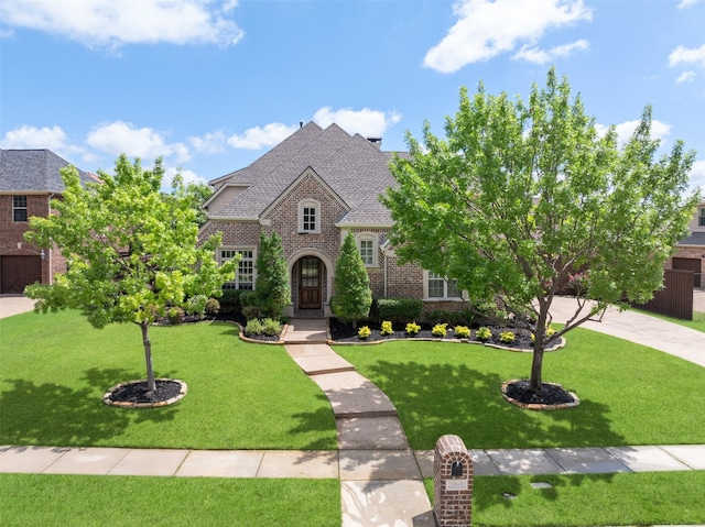 11560 Mirage Ln, Frisco, TX 75033 - view of front facade with brick siding, roof with shingles, and a front lawn