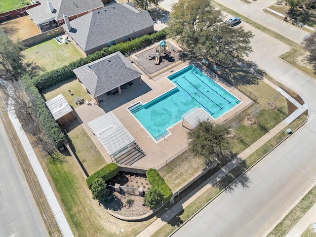 9741 Indian Canyon Dr, Plano, TX 75025 - aerial view of property and surrounding area featuring a pool