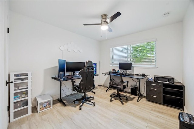 7920 Donegal Ln, North Richland Hills, TX 76180 - home office with light wood-type flooring and ceiling fan