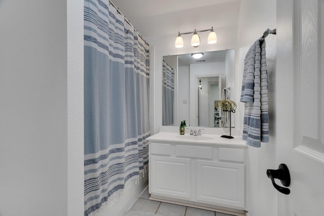 1809 Lake Glen Trl, Mansfield, TX 76063 - bathroom featuring vanity, tile patterned floors, and curtained shower
