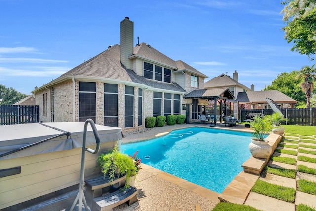 1809 Lake Glen Trl, Mansfield, TX 76063 - view of swimming pool with a gazebo, a patio area, and a hot tub