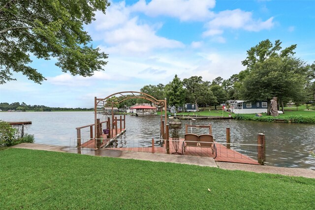 200 Dogwood Trl, Murchison, TX 75778 - dock featuring a yard, a water view, and boat lift