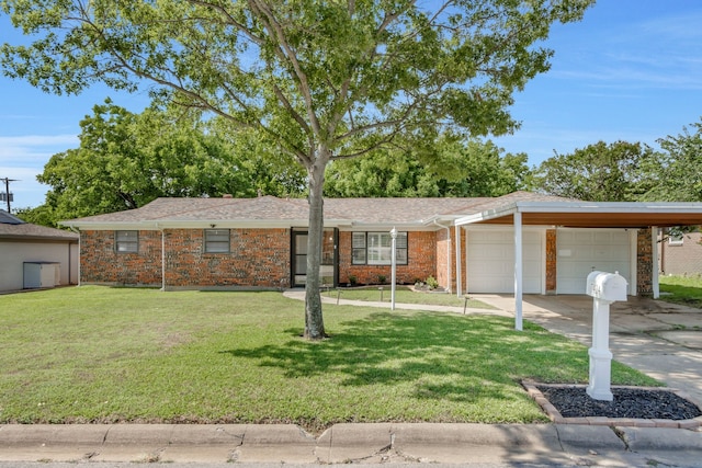 7424 Bridges Ave, Richland Hills, TX 76118 - ranch-style home featuring a garage, a front lawn, driveway, and brick siding